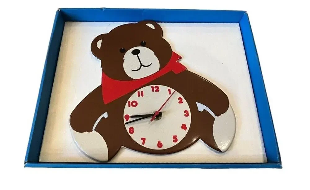 Vintage Small World Greetings Time Wall Clock Teddy Bear Retro 10” Novelty